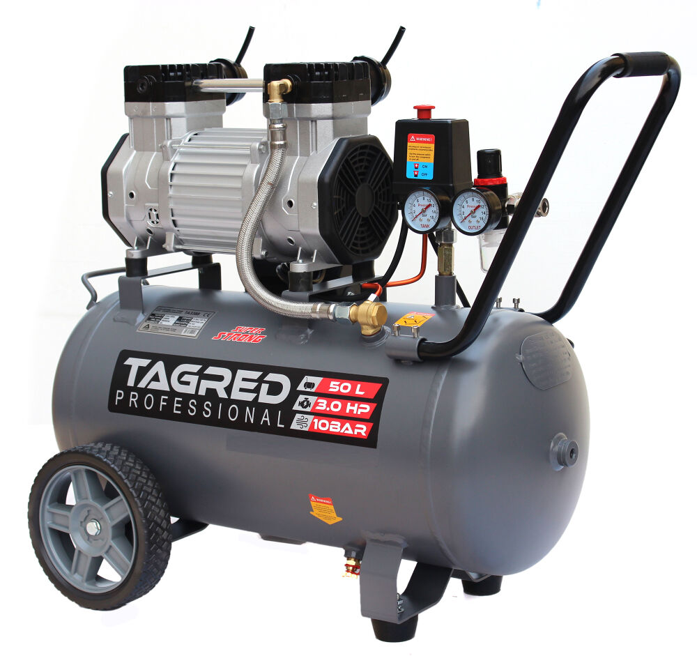 Bezolejový kompresor s odlučovačem Tagred TA3388, 50l, 230V, 2 písty, 3000W , 10 BAR 