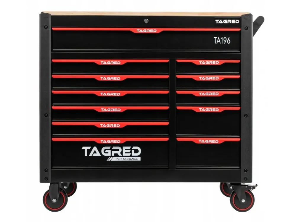 Dílenský vozík s nářadím, 12 zásuvek, 541 ks nářadí, dřevěná deska