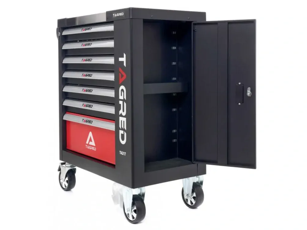 Dílenský vozík s nářadím, 7 zásuvek, 298 ks nářadí TA217