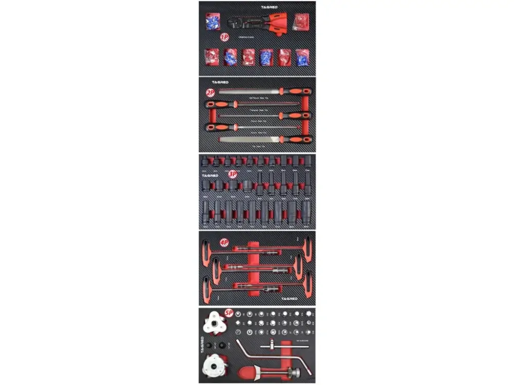 Dílenský vozík s nářadím, 12 zásuvek, 541 ks nářadí, dřevěná deska